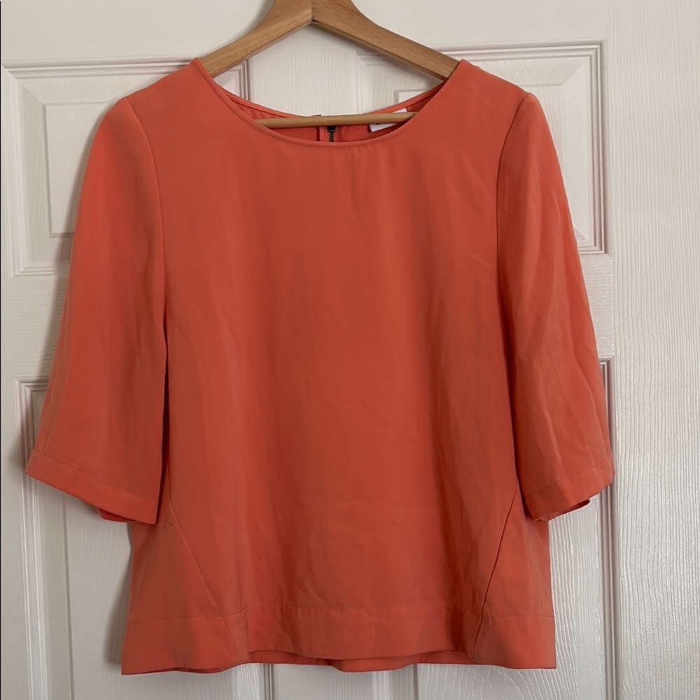 DKNYC Orange/ Coral Vibrant Blouse